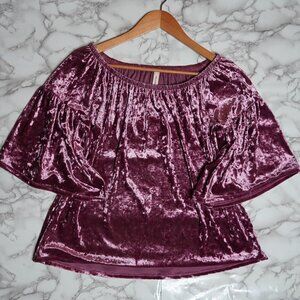 Women's Bell Sleeve Top Crushed Velvet Off The Shoulder Size M Tyche Los Angeles